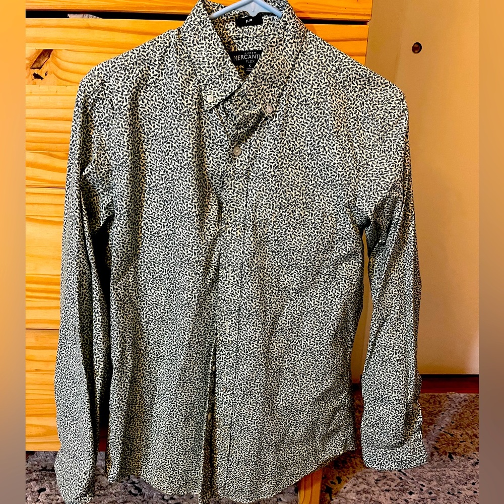 J. Crew green floral button down shirt